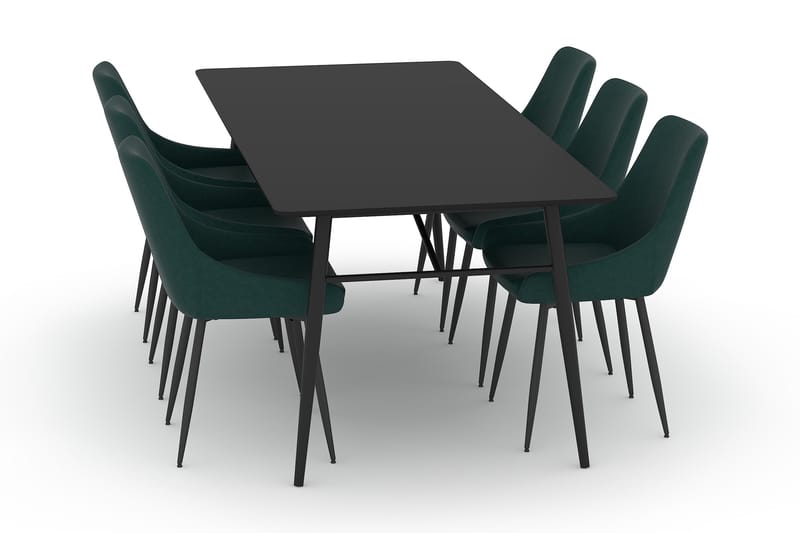 Adrianah Spisebord 200 cm med 6 Alsarp Kjøkkenstoler - Beige/Svart - Møbler - Bord - Spisebord & kjøkkenbord