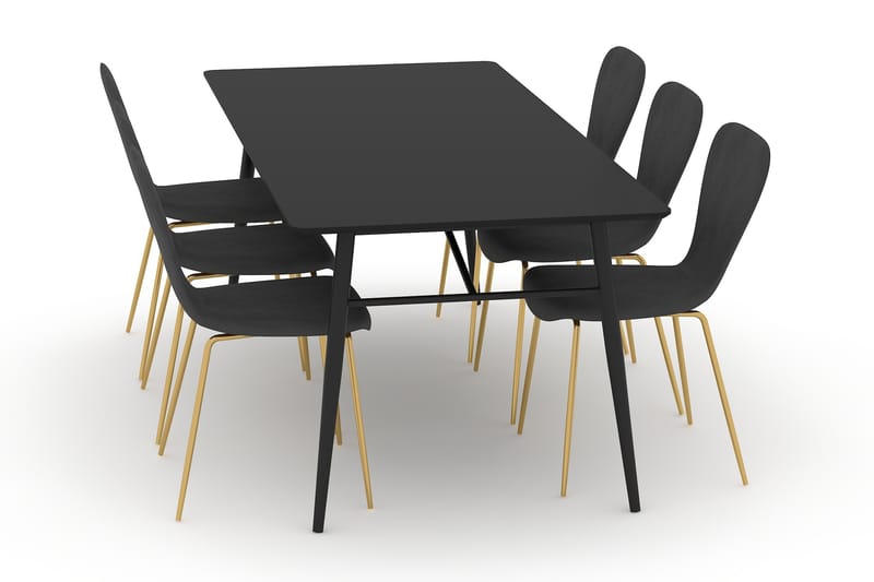 Adrianah Spisebord 200 cm med 6 Perco Kjøkkenstoler Fløyel - Beige/Svart - Møbler - Bord - Spisegrupper