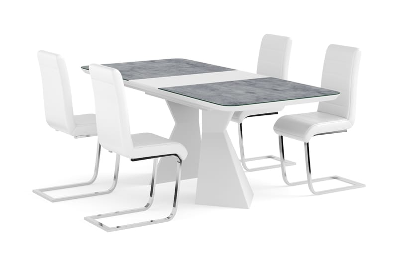 Aix Forlengningsbart Spisebord 160 cm Glass Med 4 Cibus Stol - Møbler - Bord - Spisegrupper