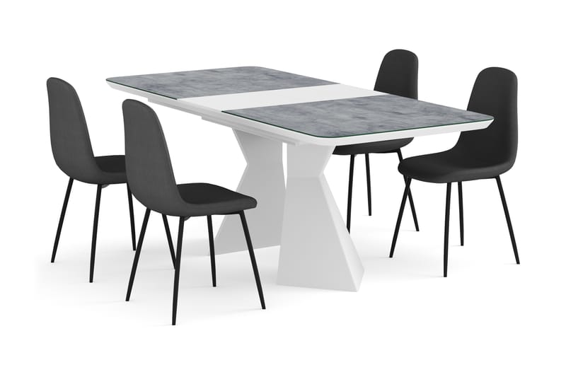 Aix Forlengningsbart Spisebord 160 cm Glass Med 4 Nibe Spise - Møbler - Bord - Spisegrupper