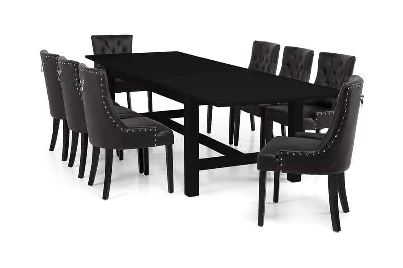 Altea Spisebord med 8 Tuva Lenestoler - Svart - Møbler - Stoler & lenestoler - Spisestuestoler & kjøkkenstoler