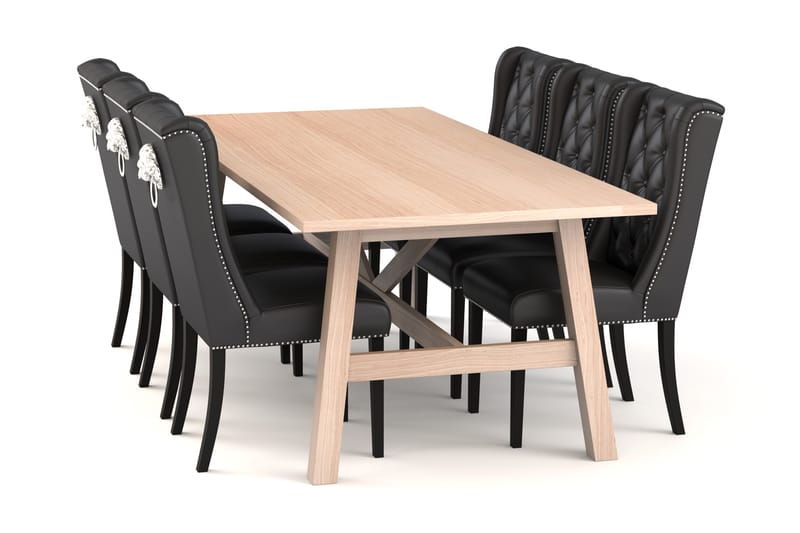 Bayview Spisebord 200 cm med 6 Jospeh Spisestoler Kunstlær - Hvit - Møbler - Bord - Spisegrupper