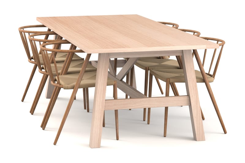 Bayview Spisebord 200 cm med 6 Winston Spisestoler - Hvit - Møbler - Stoler & lenestoler - Spisestuestoler & kjøkkenstoler