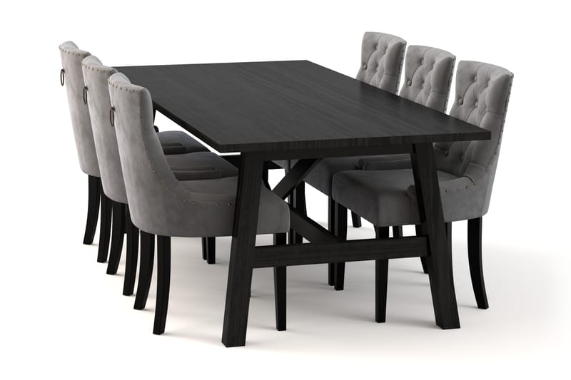 Bayview Spisebord 220 cm med 6 Viktoria Spisestoler - Svart - Møbler - Sofaer - Sofatilbehør - Rengjøring sofa - Stoff
