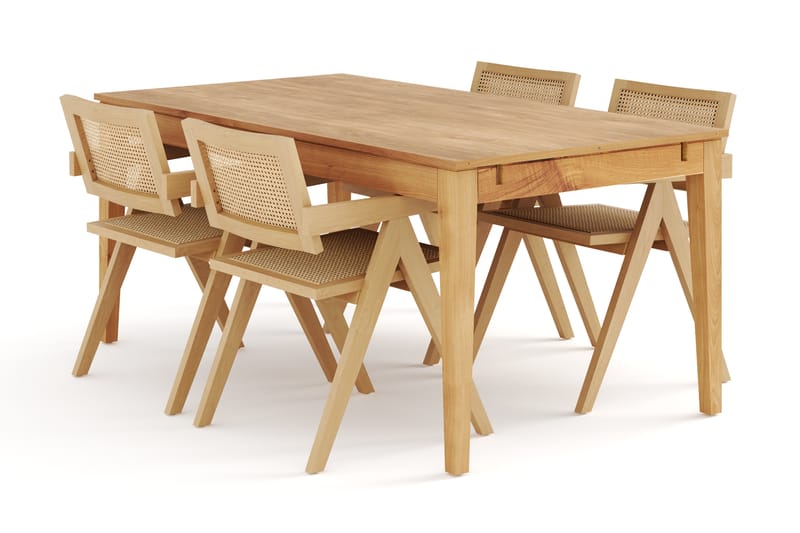 Beagan Forlengningsbart Spisebord 180-280cm med 4 Hetklaf Sp - Brun - Møbler - Bord - Spisegrupper