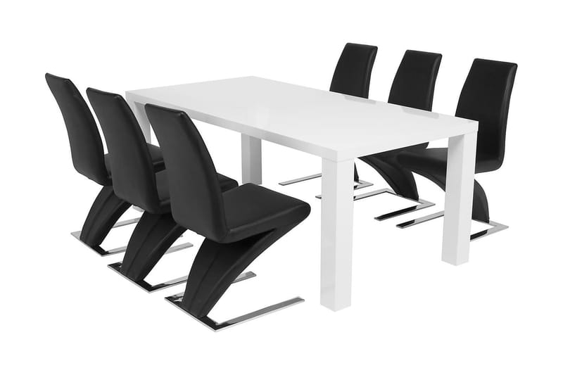 Cibus Spisegruppe med 6 Zion stoler - Hvit/Svart - Møbler - Bord - Spisegrupper