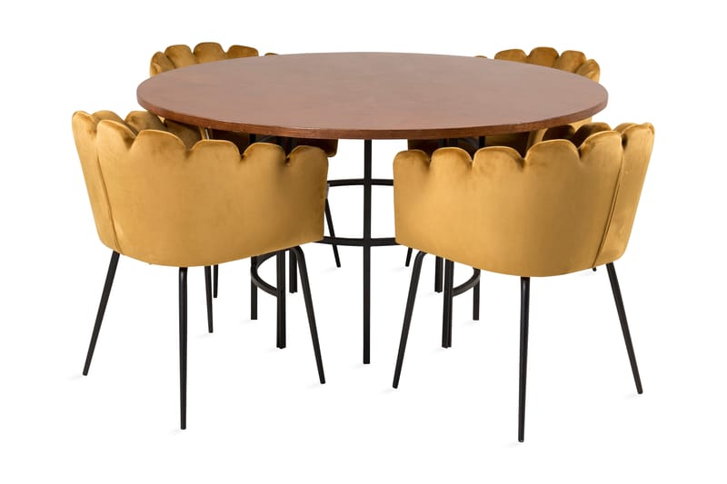 Copenhagen Spisegruppe med 4 Limhamn Spisestoler Gul - Furniture Fashion - Møbler - Bord - Spisegrupper