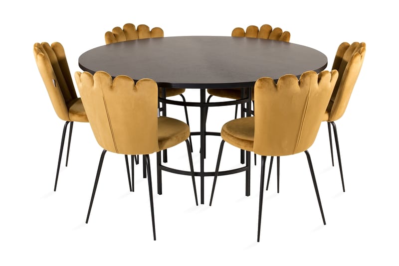 Copenhagen Spisegruppe med 6 Limhamn Spisestoler Gul - Furniture Fashion - Møbler - Bord - Spisegrupper