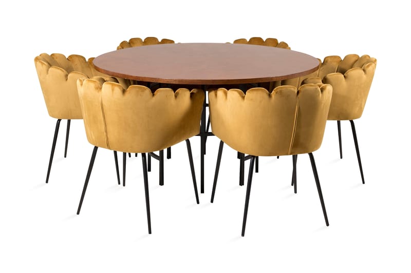 Copenhagen Spisegruppe med 6 Limhamn Spisestoler Gul - Furniture Fashion - Møbler - Bord - Spisegrupper