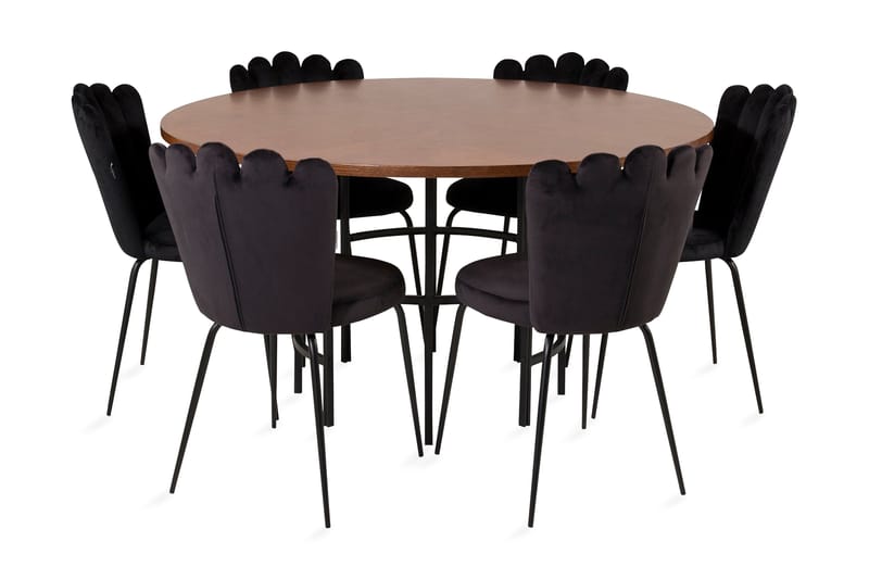 Copenhagen Spisegruppe med 6 Limhamn Spisestoler Svart - Furniture Fashion - Møbler - Bord - Spisegrupper