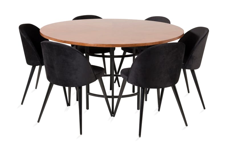 Copenhagen Spisegruppe med 6 Valerie Kjøkkenstoler Fløyel - Furniture Fashion - Møbler - Bord - Spisegrupper