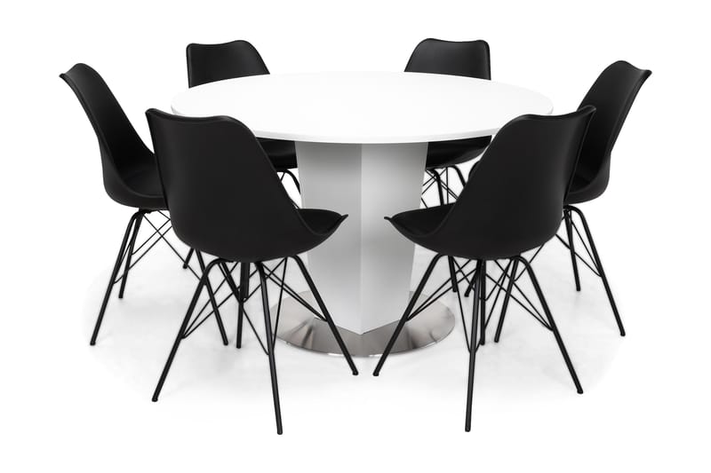 Cubic Spisegruppe 120 cm med 6 Shell Stoler - Hvit/Sort - Hagemøbler - Øvrig utendørs - Tilbehør utendørs - Hagekrukker
