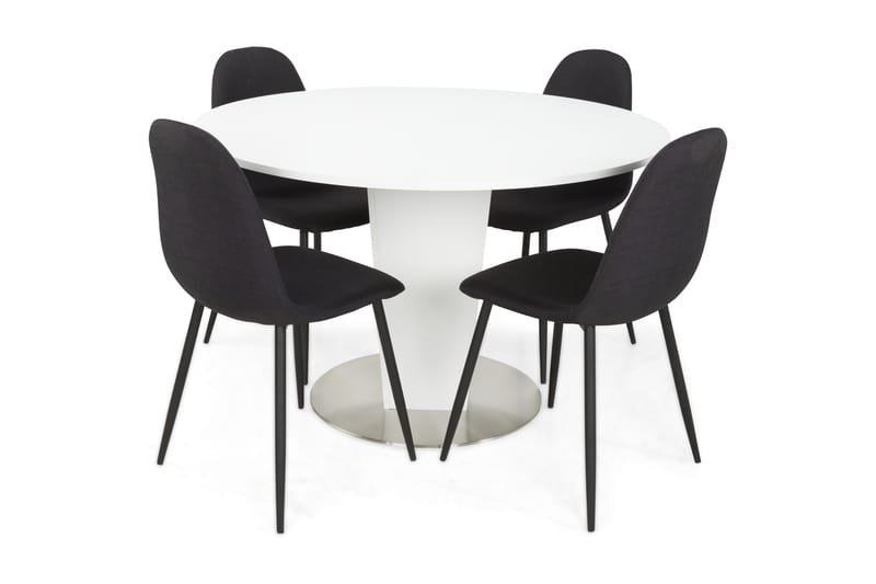 Cubic Spisegruppe 120 med 4 Nibe Stoler - Hvit/Svart - Møbler - Bord - Spisebord & kjøkkenbord