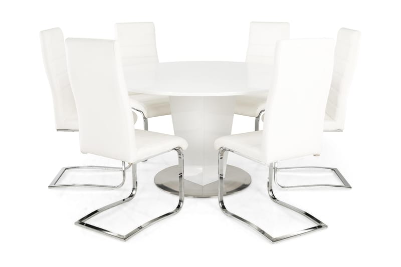 Diamond Spisegruppe med 6 Cibus Stoler - Off-white - Møbler - Bord - Spisebord & kjøkkenbord