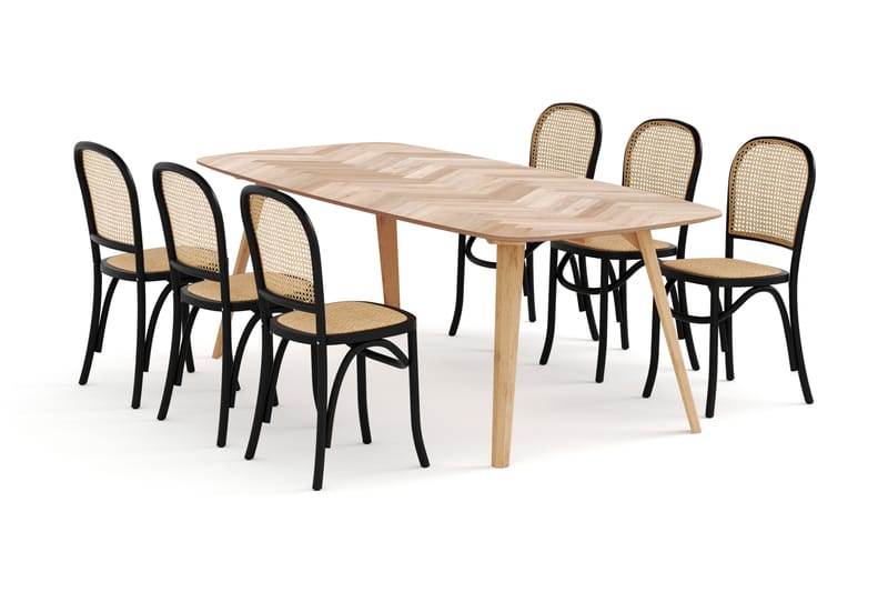 Dugard Spisebord 220 cm med 6 Bjarshog Spisestoler - Brun - Møbler - Bord - Spisegrupper