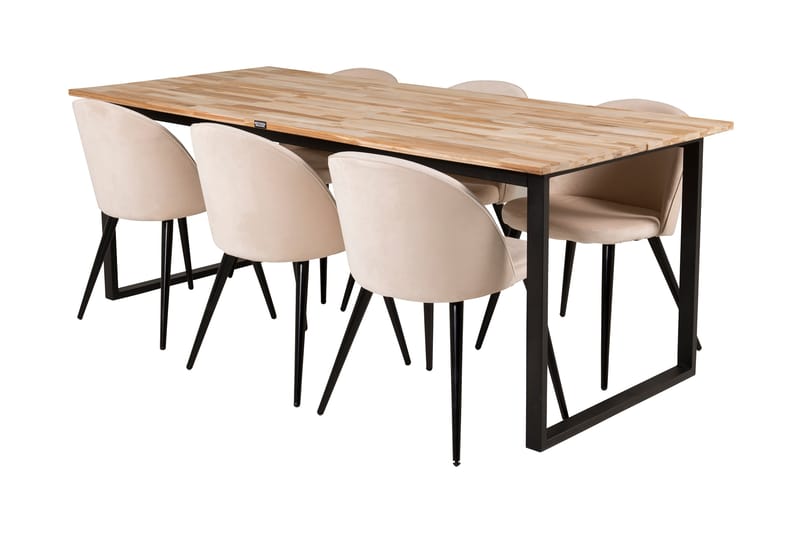 Ezra Spisebord med 6 Valeri Spisestoler Fløyel - Møbler - Bord - Spisegrupper