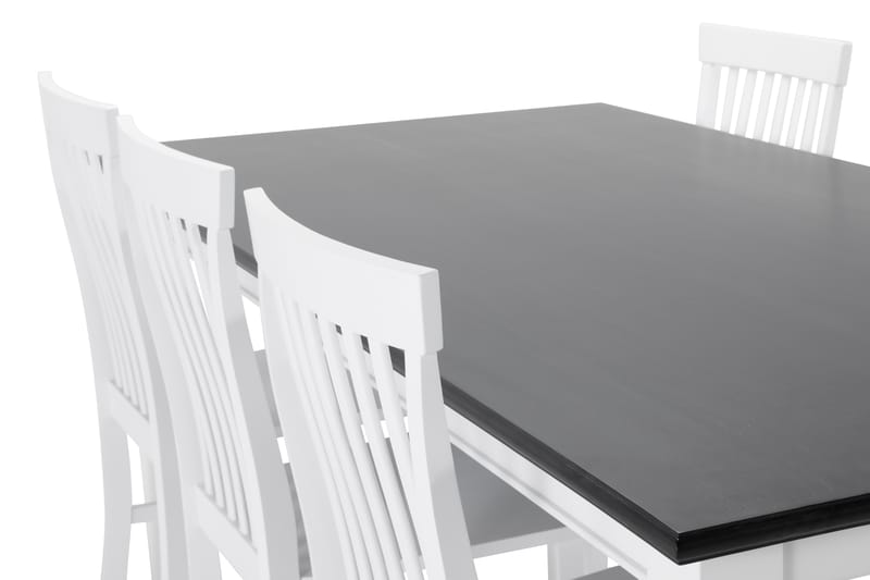 Hampton Spisebord med 6 Augusta stoler - Hvit/Svart - Møbler - Bord - Spisegrupper