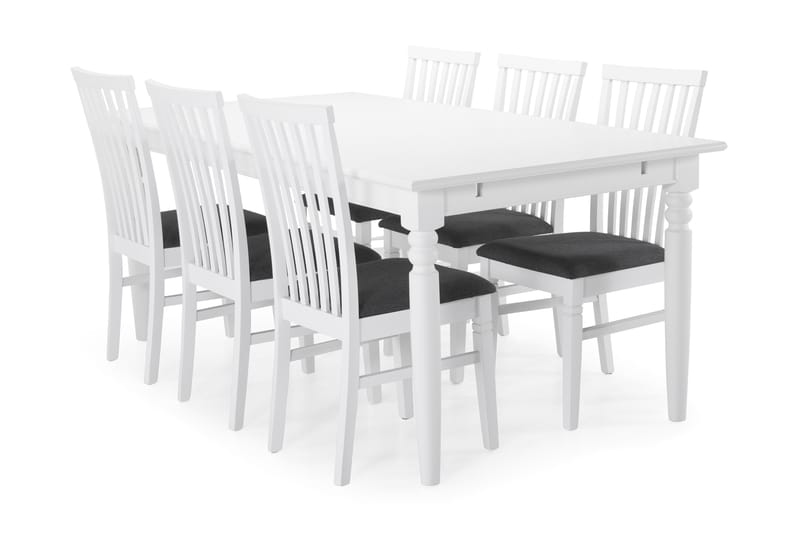 Hampton Spisebord med 6 Läckö stoler - Hvit/Grå - Møbler - Bord - Spisegrupper