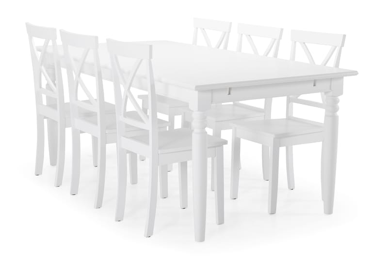Hampton Spisebord med 6 Mirimar stoler - Hvit - Møbler - Bord - Spisegrupper