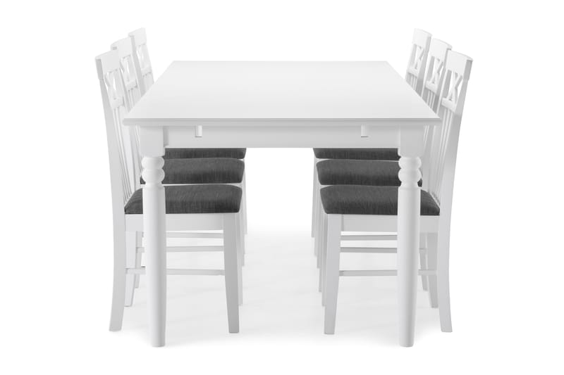 Hampton Spisebord med 6 Rebecka stoler - Hvit - Møbler - Bord - Spisegrupper