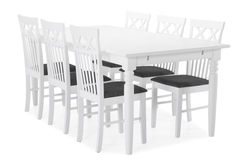 Hampton Spisebord med 6 Rebecka stoler - Hvit - Møbler - Bord - Bordtilbehør - Ileggsplate