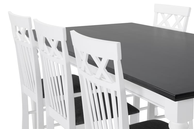 Hampton Spisebord med 6 Rebecka stoler - Hvit/Svart - Møbler - Bord - Spisegrupper