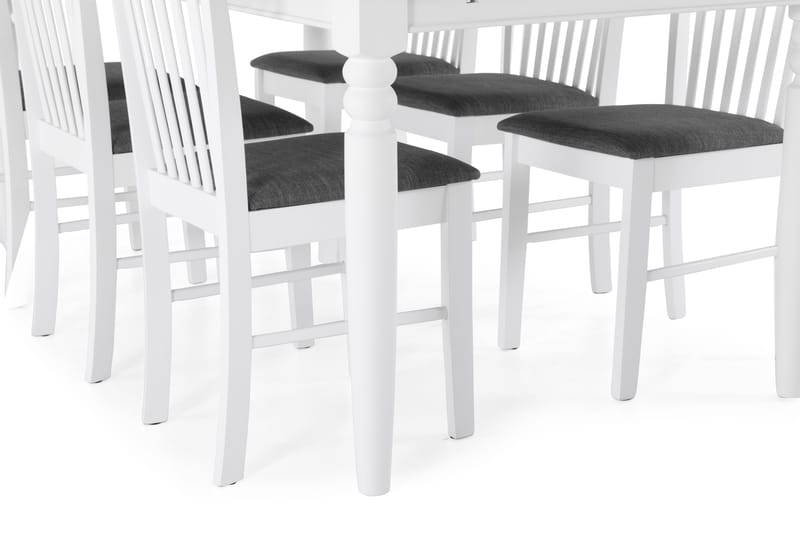Hampton Spisebord med 6 Rebecka stoler - Hvit/Svart - Møbler - Bord - Spisegrupper