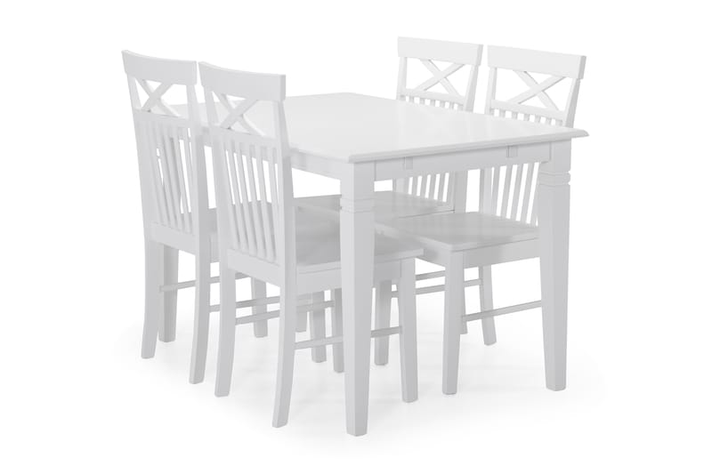 Hartford Spisebord med 4 Michigan stoler - Hvit - Møbler - Bord - Spisegrupper