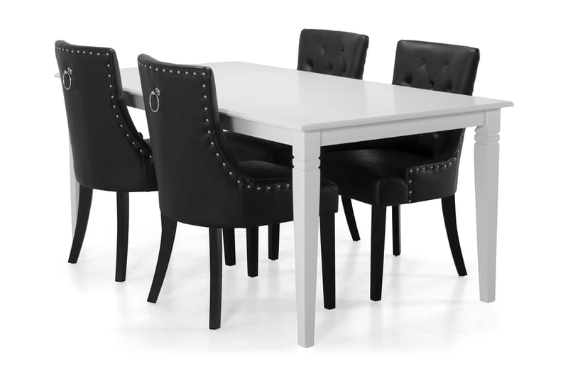 Hartford Spisebord med 4 Tuva stoler - Hvit/Svart - Møbler - Bord - Spisegrupper