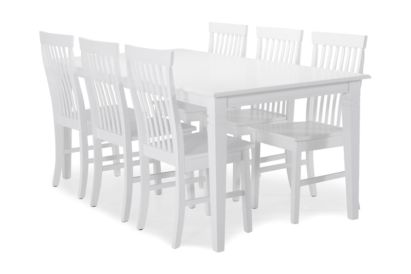 Hartford Spisebord med 6 Augusta stoler - Hvit - Møbler - Bord - Spisegrupper
