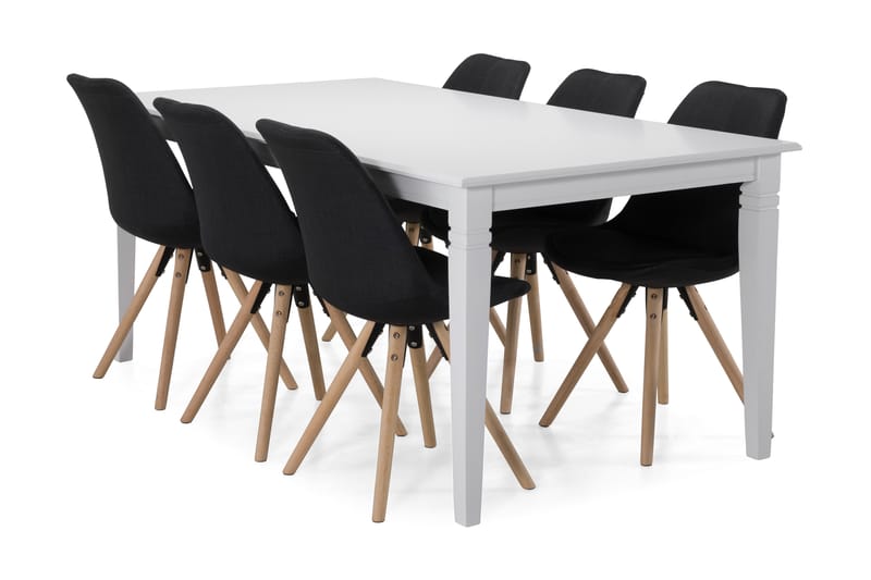 Hartford Spisebord med 6 Forum stoler - Hvit/Mørkegrå - Møbler - Bord - Spisegrupper