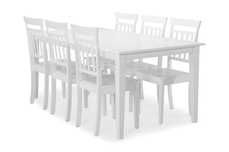 Hartford Spisebord med 6 Hudson stoler - Hvit - Møbler - Bord - Spisegrupper