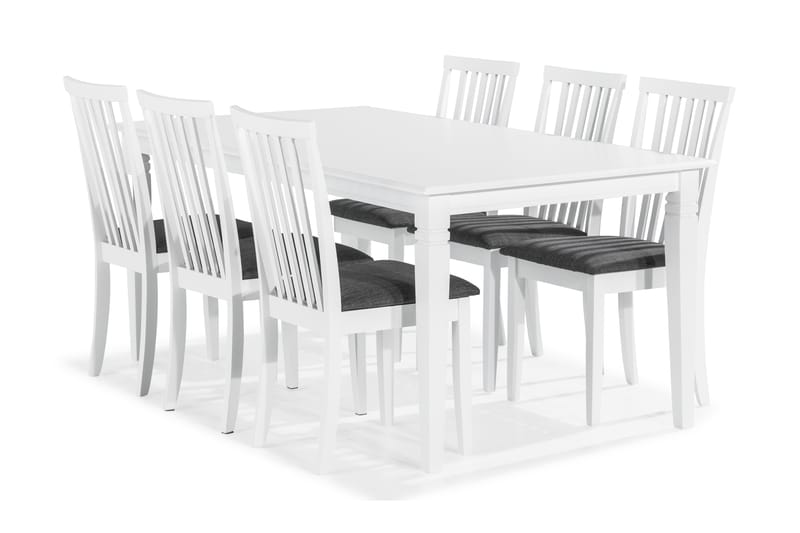 Hartford Spisebord med 6 Läckö stoler - Hvit/Grå - Møbler - Bord - Spisegrupper