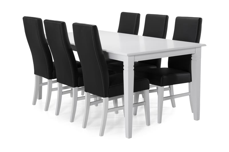 Hartford Spisebord med 6 Mazzi stoler - Hvit/Svart - Møbler - Bord - Spisegrupper