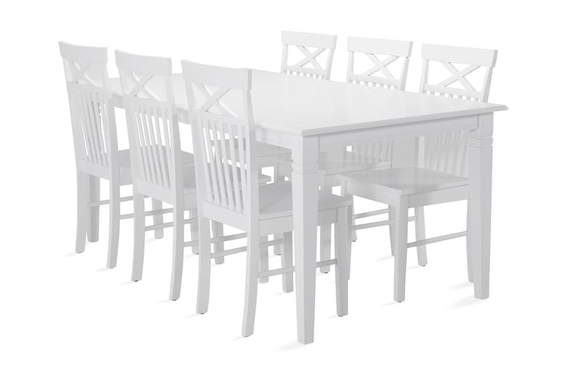 Hartford Spisebord med 6 Michigan stoler - Hvit - Møbler - Bord - Spisegrupper