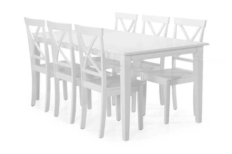Hartford Spisebord med 6 Mirimar stoler - Hvit - Møbler - Stoler & lenestoler - Spisestuestoler & kjøkkenstoler
