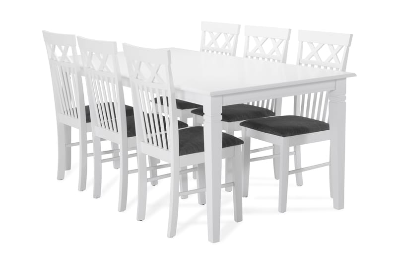 Hartford Spisebord med 6 Rebecka stoler - Hvit - Møbler - Bord - Spisebord & kjøkkenbord