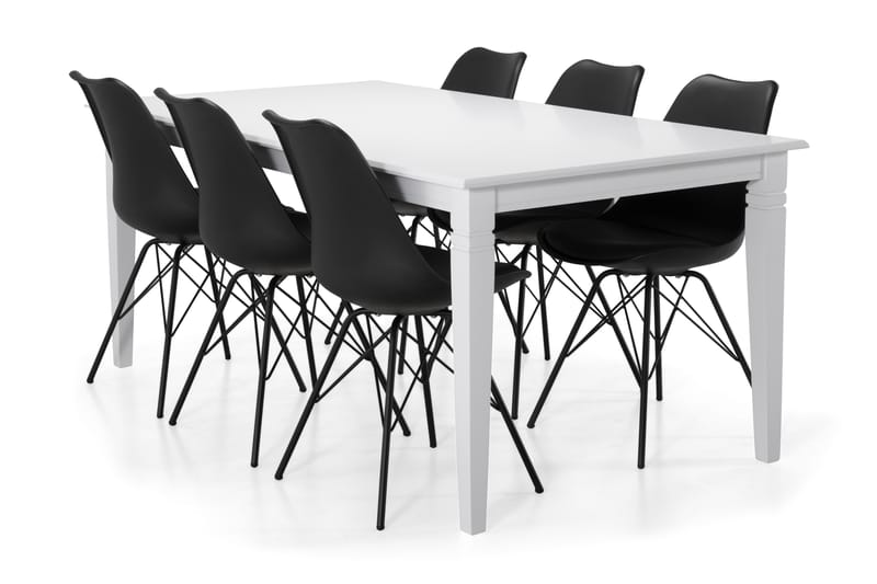 Hartford Spisebord med 6 Shell stoler - Svart - Møbler - Bord - Spisegrupper