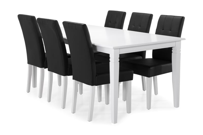 Hartford Spisebord med 6 Viktor stoler - Svart/Hvit - Møbler - Bord - Spisegrupper