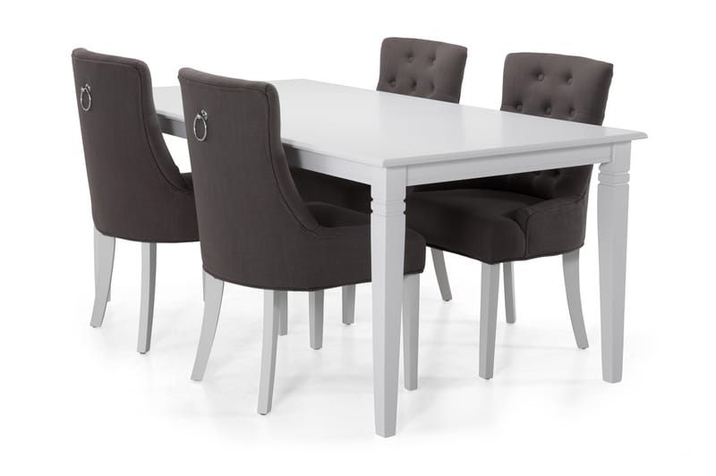 Hartford Spisebord med 6 Viktoria stoler - Hvit/Mørkgrå - Møbler - Bord - Spisegrupper
