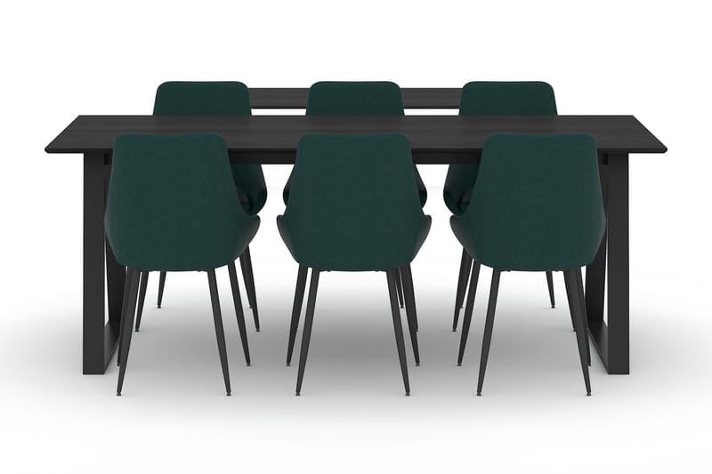 Hollan Spisebord 200 cm med 6 Alsarp Kjøkkenstoler - Svart - Møbler - Bord - Spisegrupper