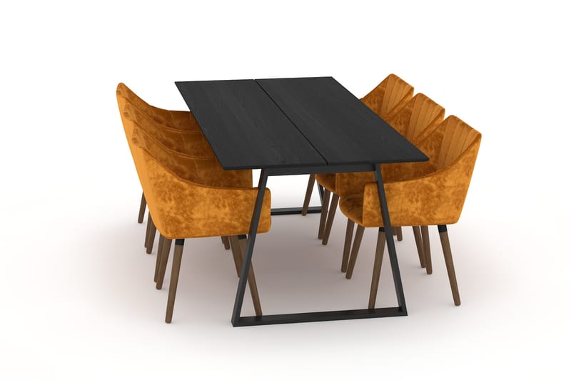 Hollan Spisebord 200 cm med 6 Myrtice Spisestoler - Svart - Møbler - Bord - Spisegrupper