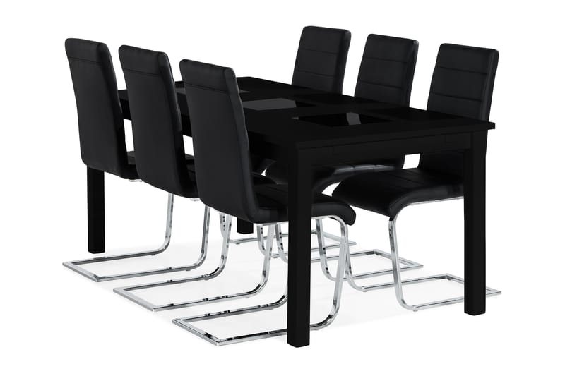 Jasmin Spisebord Med 6 Cibus Spisestol - Svart - Møbler - Bord - Spisebord & kjøkkenbord