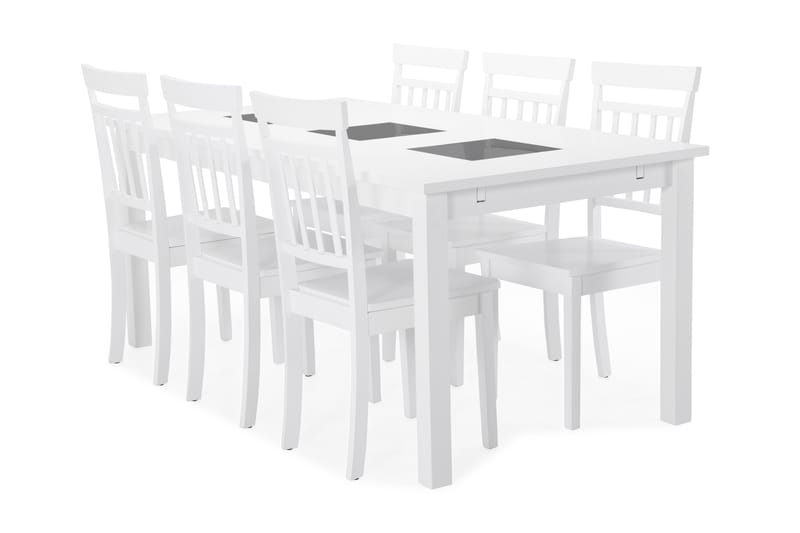 Jasmin Spisebord med 6 Hudson stoler - Hvit - Møbler - Bord - Spisegrupper