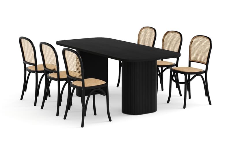 Kopparbo Spisebord 200 cm med 6 Bjarshog Spisestoler - Svart - Møbler - Bord - Spisegrupper