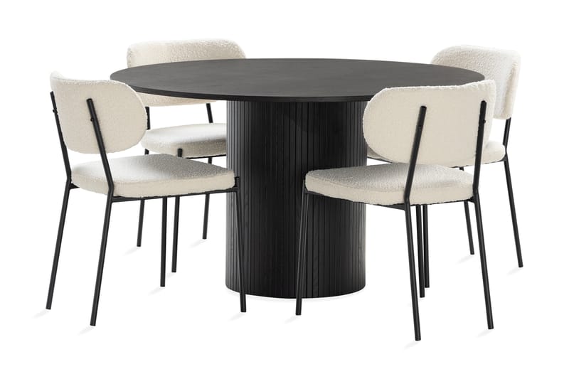 Kopparbo Spisebord Runt 130 cm med 4 Gemmiano Spisestoler - Svart - Møbler - Bord - Spisebord & kjøkkenbord