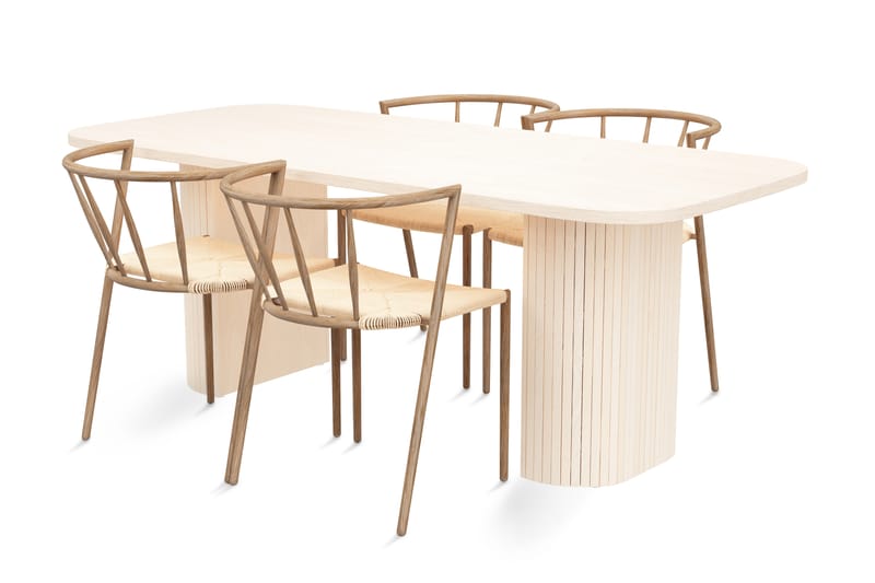 Kopparbo Spisegruppe 200 cm inkl. 4 Winston Stoler - Hvit/Brun - Møbler - Bord - Spisebord & kjøkkenbord