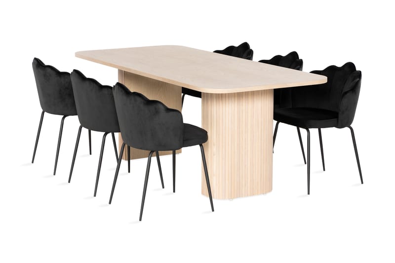 Kopparbo Spisegruppe 200 cm inkl. 6 Broddhult Stoler - Hvit/Svart - Møbler - Bord - Spisebord & kjøkkenbord