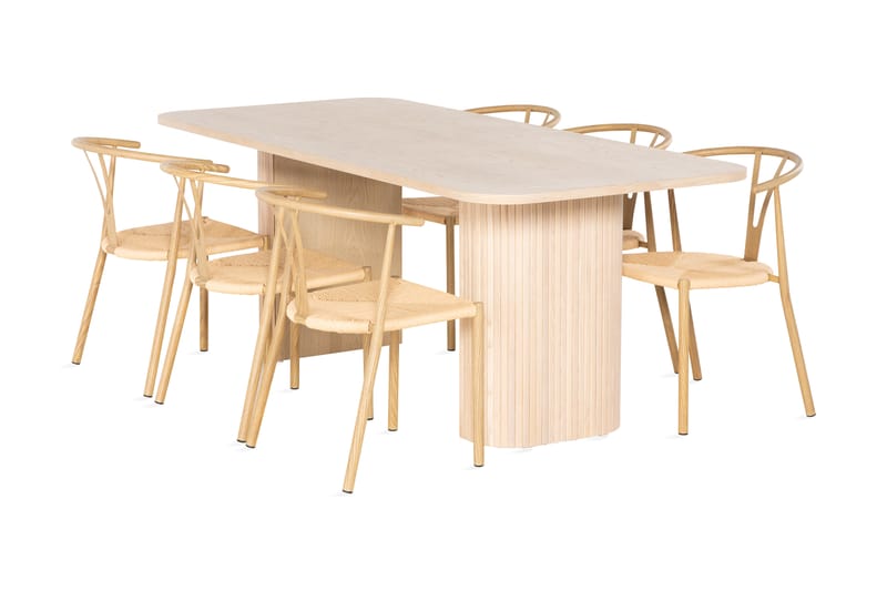 Kopparbo Spisegruppe 200 cm inkl. 6 Elysia Stoler - Hvit/Brun - Møbler - Bord - Spisebord & kjøkkenbord