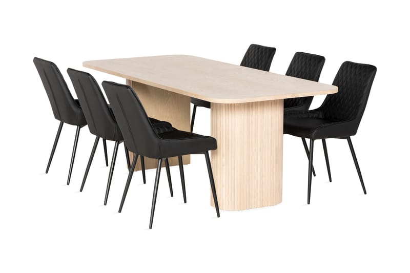 Kopparbo Spisegruppe 200 cm inkl. 6 Hennebyn Stoler - Hvit/Svart - Møbler - Bord - Spisebord & kjøkkenbord